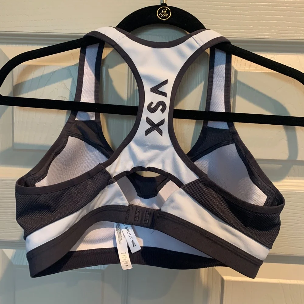 VSX Sport White/Gray Sports Bra sz 36 B
